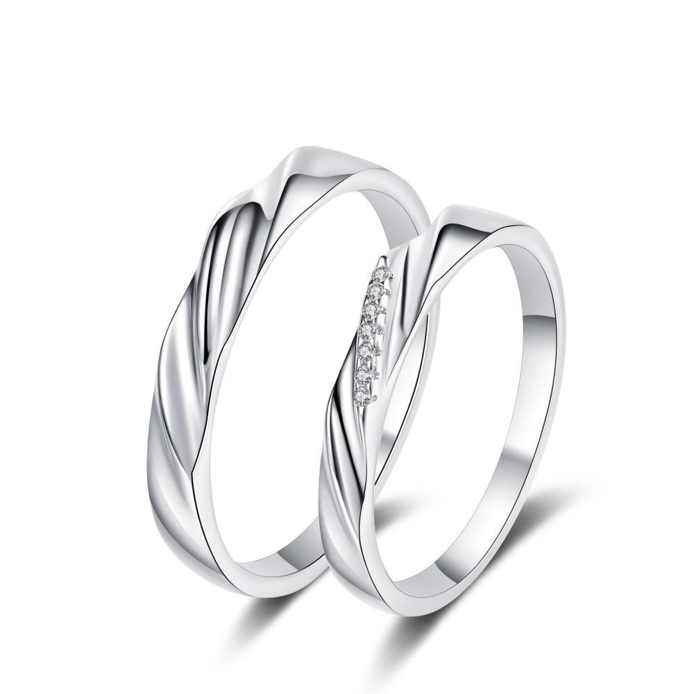 Engravable Twisted Infinity Moissanite Promise Rings For Couples In Sterling Silver